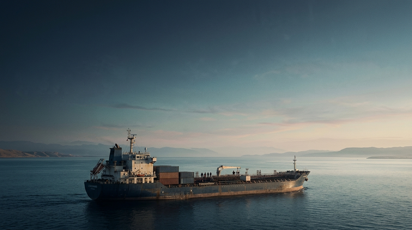 Illustration éditoriale générée en lien avec les tensions maritimes et les sanctions autour de l’Iran.